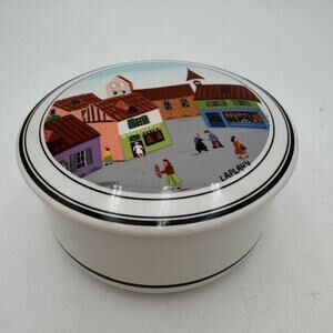 Villeroy and Bach Design Naif Village Square Candy Dish 4" covered dish